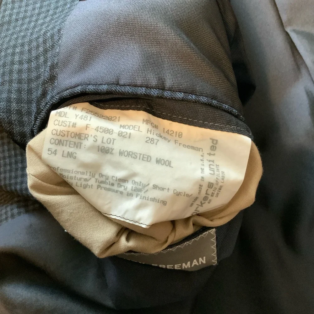 EUC Hickey Freeman Mens 54L 100% Worsted Wool‎ Blue Plaid Blazer